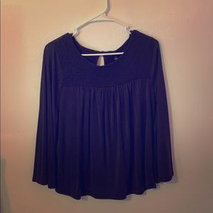 lucky brand navy flowy blouse